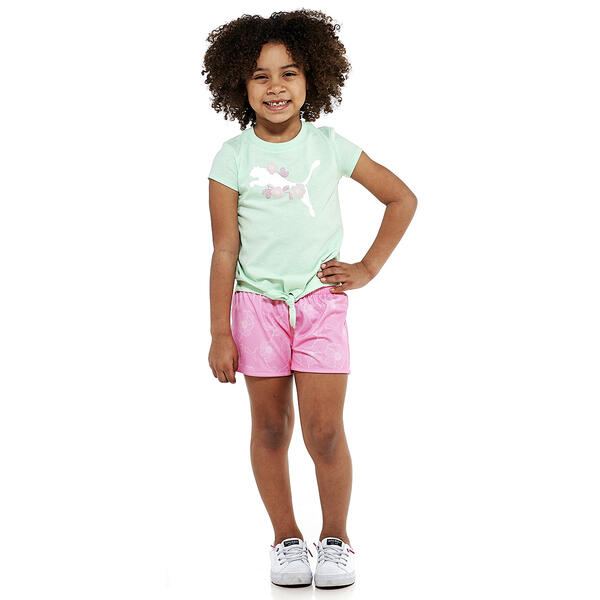 Girls &#40;4-6x&#41; Puma&#40;R&#41; Tie Front Tee & Tricot Shorts Set - image 