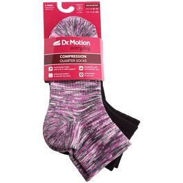 Womens Dr. Motion 2pk. Space Dye Compression Quarter Socks-Berry
