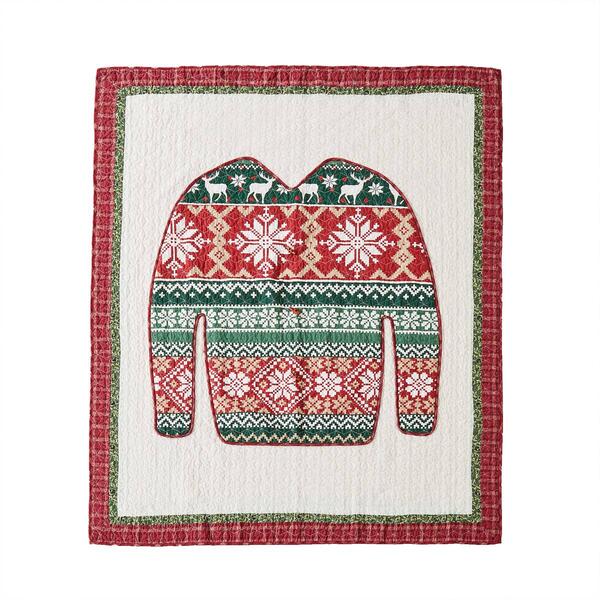 Greenland Home Fashions&#40;tm&#41; Ugly Sweater Patchwork Throw Blanket - image 
