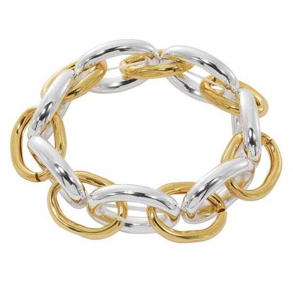 Design Collection Two-Tone Link Stretch Bracelet - image 
