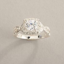 Ashley Cooper&#40;tm&#41; Silver Round Stone Halo Pave Ring