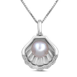 Sterling Silver 1/20cttw. Pearl Ariel Pendant Necklace