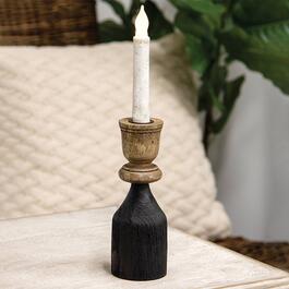 8.25in. Black & Natural Wood Taper Candle Holder