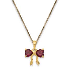 Gemstone Classics&#40;tm&#41; 14kt. Gold Rhodolite Bow Pendant Necklace