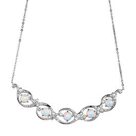Simulated Opal & Cubic Zirconia Bar Collar Necklace