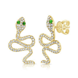 Diamond Classics(tm) 14kt. Gold Diamond Snake Stud Earrings