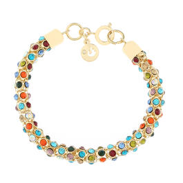 Gloria Vanderbilt Gold Multicolored Crystals Line Bracelet