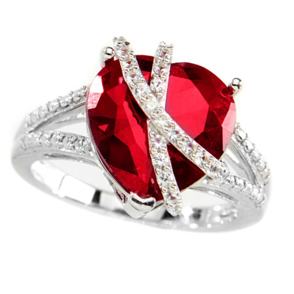 Gemstone Classics&#40;tm&#41; Created Ruby Heart Wrap Ring - image 