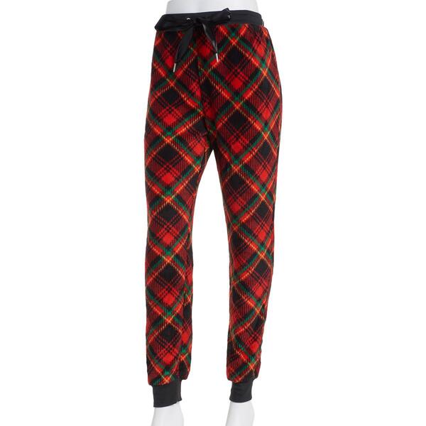 Juniors Derek Heart High Rise Plaid Woobie Joggers with Drawcord - image 