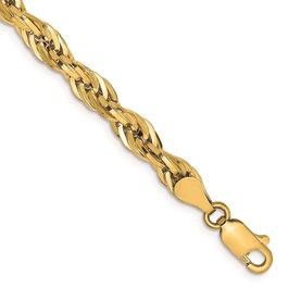 Mens Gold Classics&#40;tm&#41; 4.75mm. 14kt. Semi Solid Rope Chain Bracelet