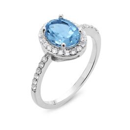 Forever New Blue & White Topaz Halo December Birthstone Ring
