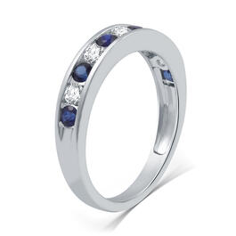 Nova Star&#174; 1/5ctw. Lab Grown Diamond & Blue Sapphire Band Ring