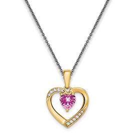 14k Yellow Gold Sapphire Heart Pendant Necklace