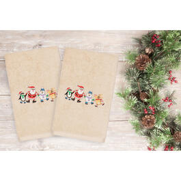 Linum Home Textiles Christmas Skating Party Hand Towel - Set of 2