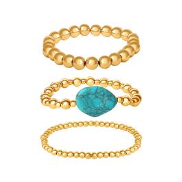Jessica Simpson Yellow Gold Blue Stone Bracelet Set