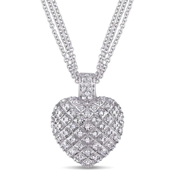 Diamond Classics&#40;tm&#41; Sterling Silver Diamond Heart Necklace - image 