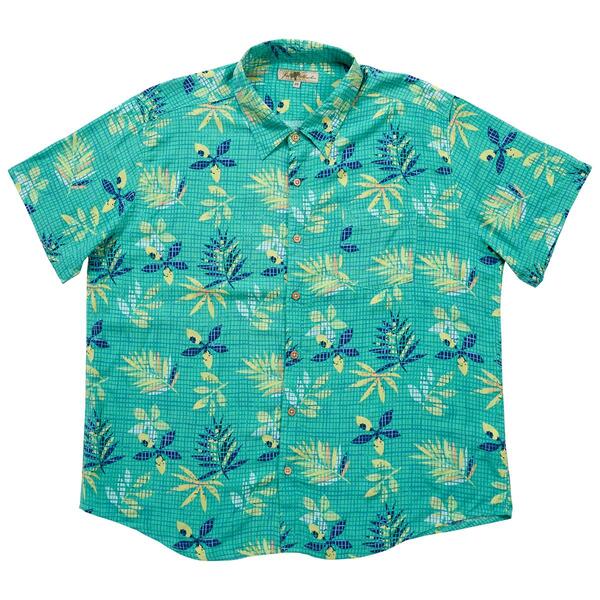 Mens Big & Tall Joe Marlin Floral Button Down Shirt - Aquamarine - image 