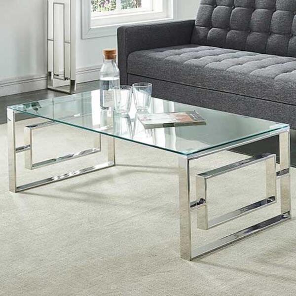 Worldwide Homefurnishings Stainless Steel Coffee Accent Table - image 