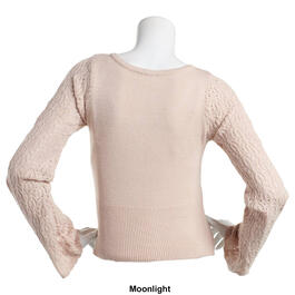 Juniors No Comment Mother Of Pearl Open Stitch Pullover Sweater