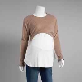 Womens Due Time Long Sleeve Crop Knit Long Knit Tee