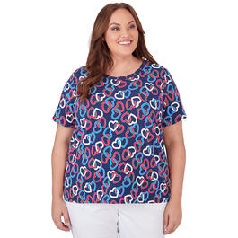 Plus Size Alfred Dunner All American Linking Hearts Top