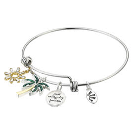 Shine Just Another Day in Paradise Palm Tree Crystal Sun Bracelet