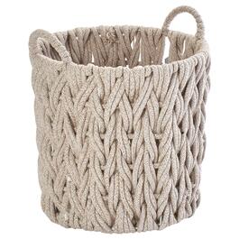 Small Tan Braided Round/Tall Chunky Cotton Rope Basket