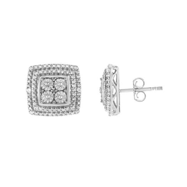 Diamond Classics&#40;tm&#41; Sterling Silver Diamond Stud Earrings - image 