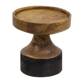 The Hearthside 4.25in. Black & Natural Wood Pillar Candle Holder