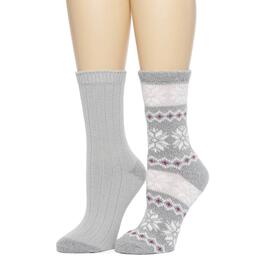 Womens Cuddl Duds 2pk Snowflake Boot Socks