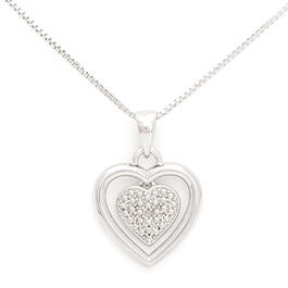 Gianni Argento Sterling Double Heart Diamond Necklace