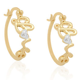 Gianni Argento Gold over Silver Diamond Accent Love Hoop Earrings