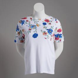 Petites Hasting & Smith Elbow Sleeve Tropical Floral Tee
