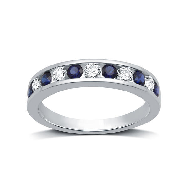 Nova Star&#40;R&#41; 1/5ctw. Lab Grown Diamond & Blue Sapphire Band Ring - image 