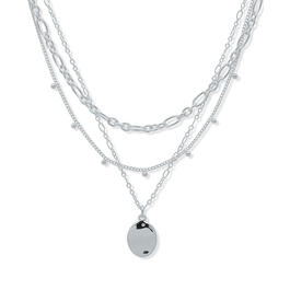 Nine West Silver-Tone Multi Row Chain Pendant Necklace