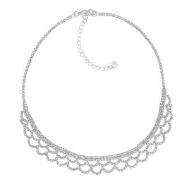 Roman Silver-Tone Crystal Cup Chain Collar Necklace