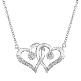Nova Star&#40;R&#41; Silver Lab Grown Diamond Double Heart Necklace