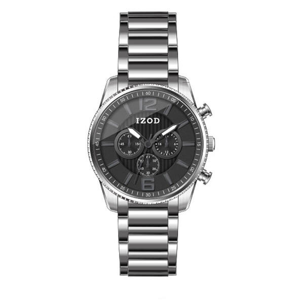Mens IZOD&#40;R&#41; Silver Bracelet/Black Dial Watch - IZO5486RO - image 