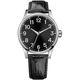 Mens Silver-Tone Black Sunray Dial Watch - 50601S-07-G02