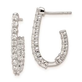 Pure Fire 14kt. White Gold 1ctw. Studded Diamond J-Hoop Earrings