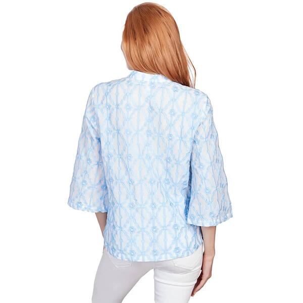 Womens Ruby Rd. Patio Party Woven Button Front Trellis Blouse