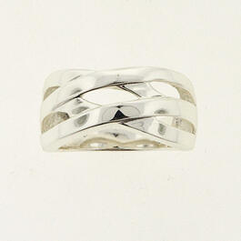 Marsala Silver-Plated Polished Double X Ring