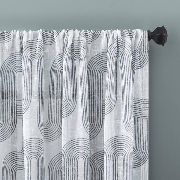 Colossal Modern Print Slub Rod Pocket Sheer Curtains