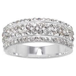 Fine Silver Plated Clear Crystal Eternity Band