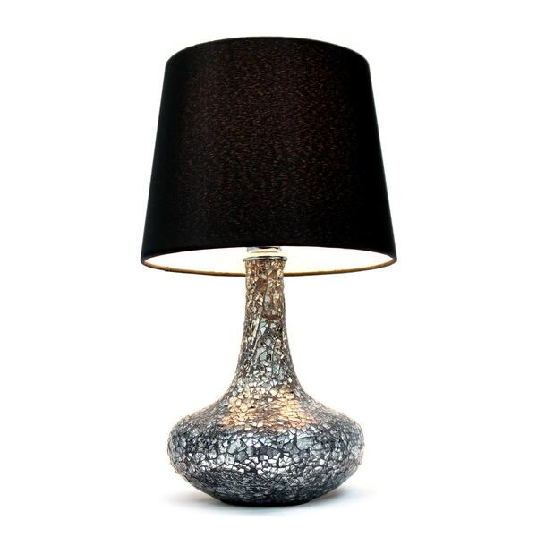 Simple Designs Mosaic Tiled Glass Genie Table Lamp w/Fabric Shade - image 