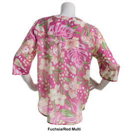 Womens Preswick & Moore Elbow Sleeve Floral Button Front Top