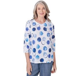Petites Alfred Dunner Blue Bayou Knit Dots Top