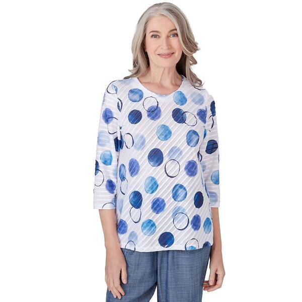 Womens Alfred Dunner Blue Bayou Knit Dots Top - image 