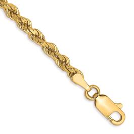 Gold Classics&#40;tm&#41; 3.20mm. 14kt. Diamond Cut Rope Chain Bracelet