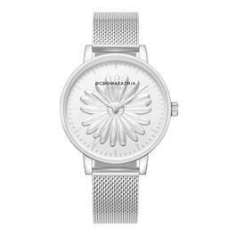 Womens BCBG Maxazria Silver-Tone Floral Dial Watch - BAWLG0002002